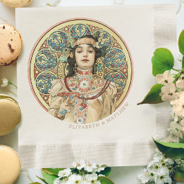 Servilleta De Papel Art Nouveau Mucha nombra al champagne Gold