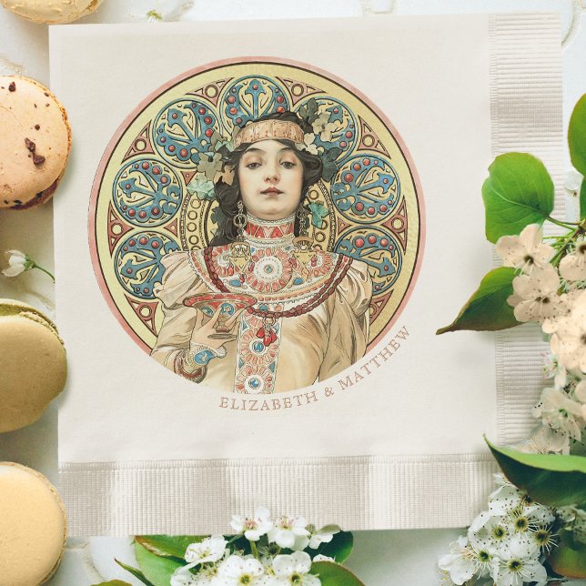 Servilleta De Papel Art Nouveau Mucha nombra al champagne Gold (Subido por el creador)