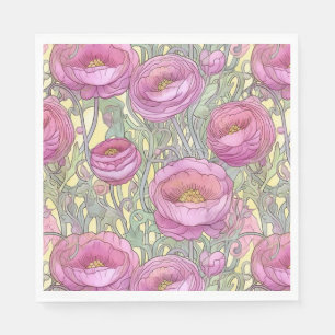 Servilleta De Papel Art Nouveau rosa ranunculus