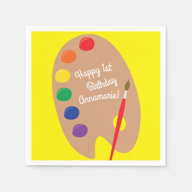 Servilleta De Papel Art Paint Palette Cute Primer Fiesta de Cumpleaños (Anverso)