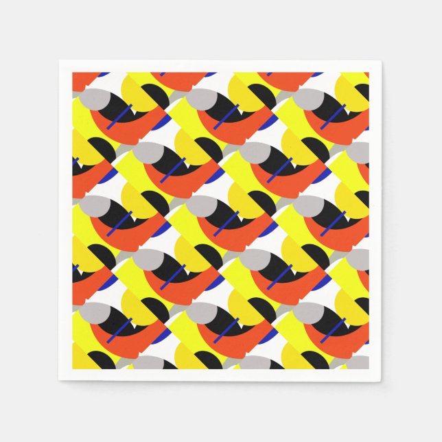 Servilleta De Papel Arte abstracto amarillo rojo azul (Anverso)