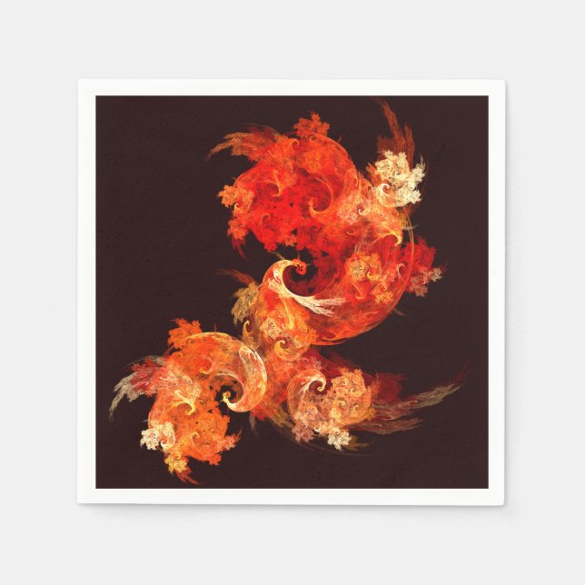 Servilleta De Papel Arte abstracto de aves de fuego bailando (Anverso)