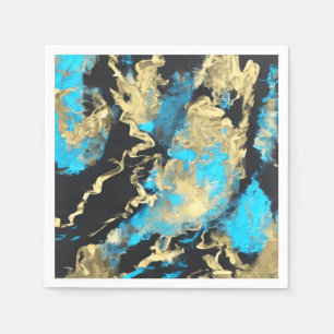 Servilleta De Papel Arte abstracto de turquesa y oro