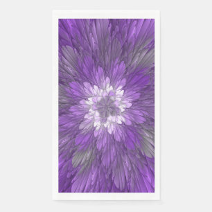 Servilleta De Papel Arte abstracto fractal de flor púrpura psicodélico