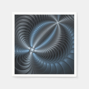 Servilleta De Papel Arte abstracto moderno fractal 3D gris azul plásti