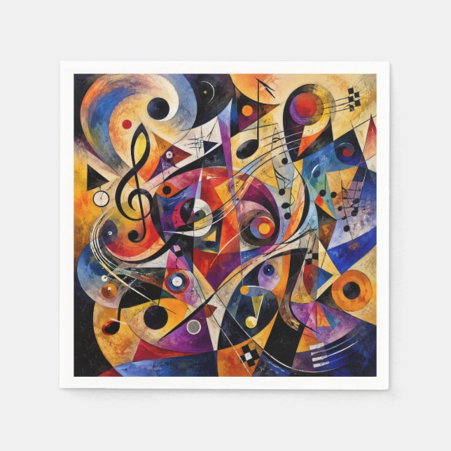 Servilleta De Papel Arte abstracto musical estilo Kandinsky  (Anverso)