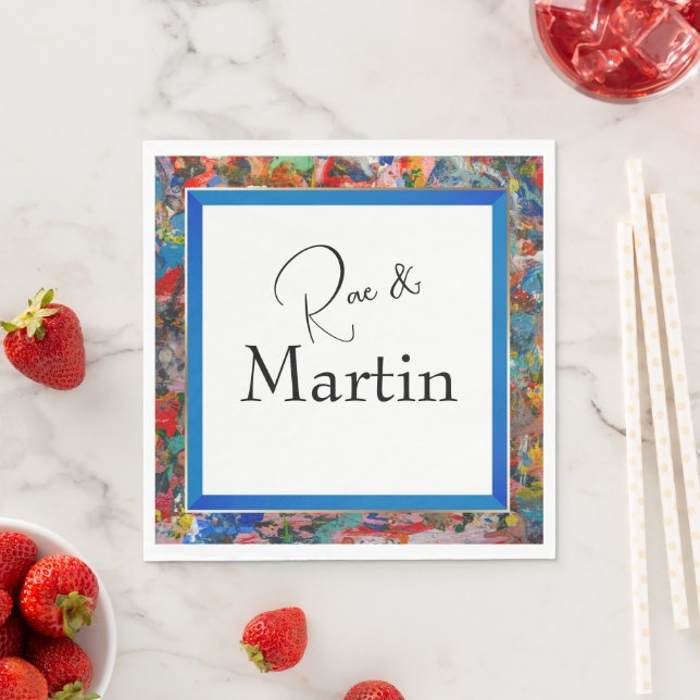 Servilleta De Papel Arte abstracto - Paint - Boda de marcos azules y d (In situ)