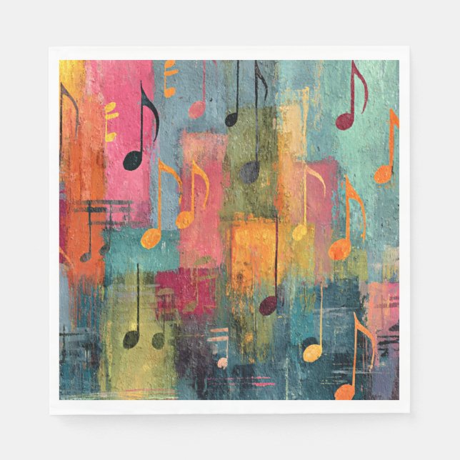 Servilleta De Papel Arte abstracto tema musical (Anverso)