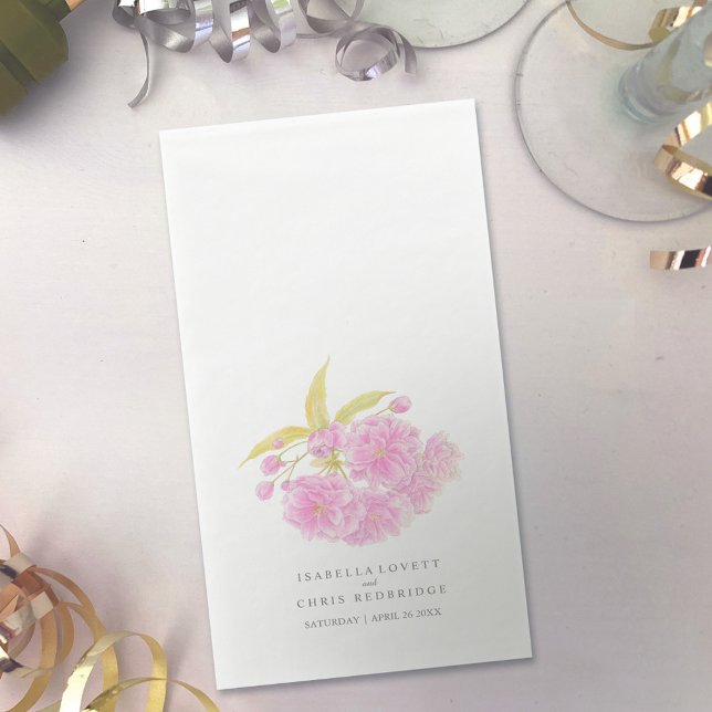 Servilleta De Papel arte acuarela de flor de cerezo rosa boda (Subido por el creador)