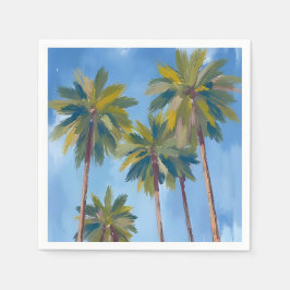 Servilleta De Papel Arte Acuarela de Palmeras Tropical