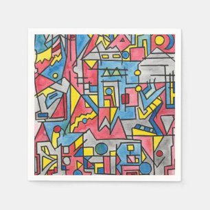 Servilleta De Papel Arte acuarela geométrico Bauhaus moderno del paisa
