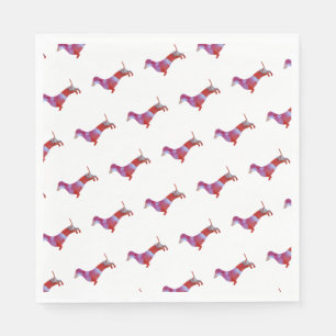 Servilleta De Papel Arte acuático de dachshund rosa