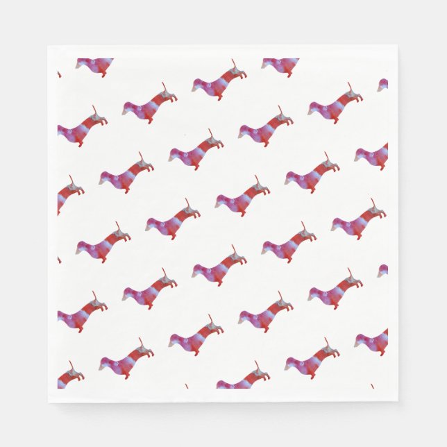 Servilleta De Papel Arte acuático de dachshund rosa (Anverso)