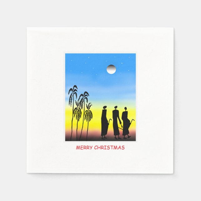 Servilleta De Papel Arte africano, Feliz Navidad, (Anverso)