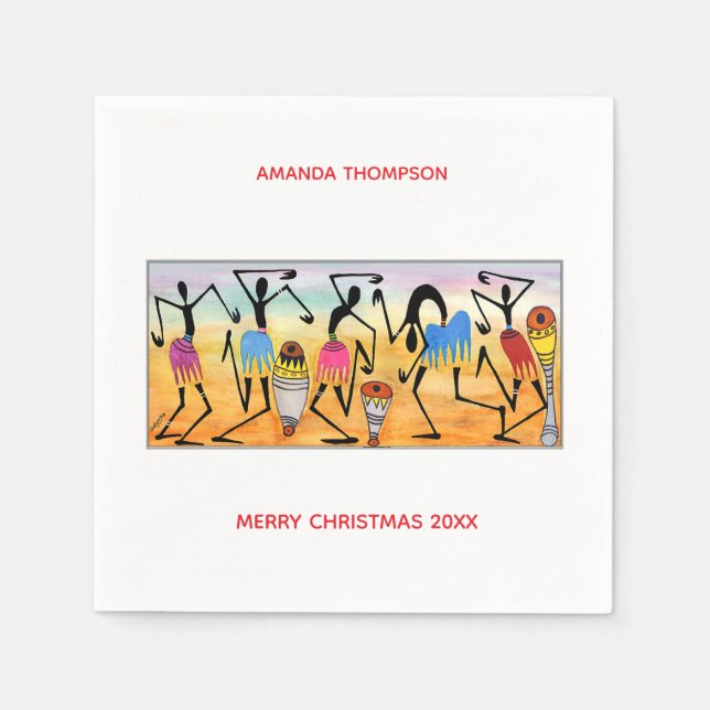 Servilleta De Papel Arte africano, sorprendentes Navidades (Anverso)