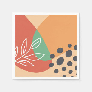Servilleta De Papel Arte boho, formas coloridas de arte lineal floral