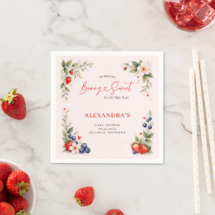 Servilleta De Papel Arte Botánico Dulce de Frutas Rosa para Baby Showe