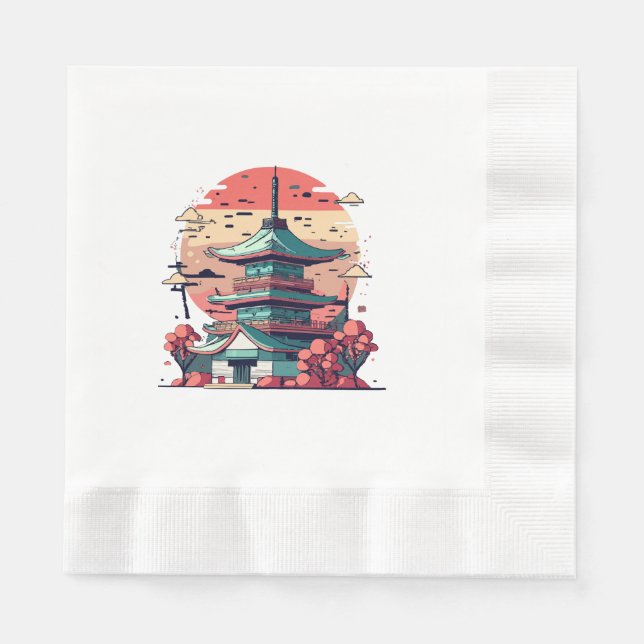 Servilleta De Papel Arte colorido de edificios de Japón (Anverso)