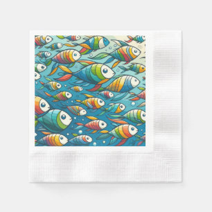 Servilleta De Papel Arte colorido de peces submarinos