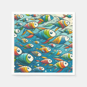 Servilleta De Papel Arte colorido de peces submarinos