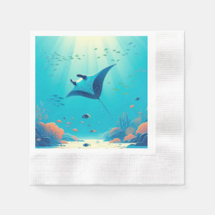 Servilleta De Papel Arte costero clásico de manta raya