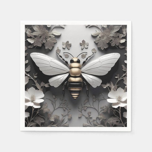 Servilleta De Papel Arte de abejas doradas geométricas (Anverso)
