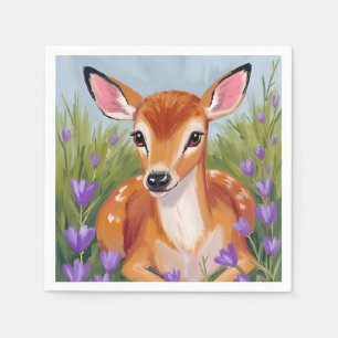 Servilleta De Papel Arte de Acuarela de Ciervo Cria Animal Pintura
