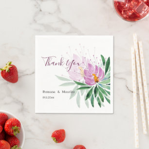 Servilleta De Papel Arte de Acuarela de Loto Violeta Romántico Elegant