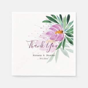 Servilleta De Papel Arte de Acuarela de Loto Violeta Romántico Elegant