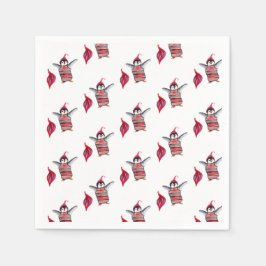 Servilleta De Papel Arte de acuarela de pingüino para Navidad