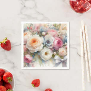 Servilleta De Papel Arte de acuarela elegante flores