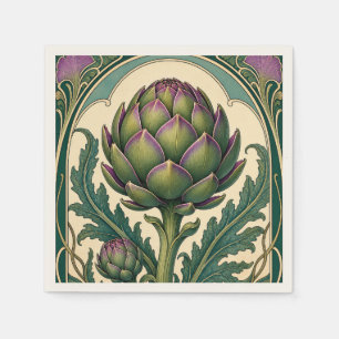 Servilleta De Papel Arte de Alcachofa Vintage Estilo Art Nouveau para
