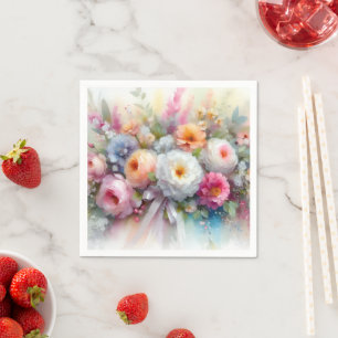 Servilleta De Papel Arte de Aquarela Acuarela Flores Elegantes