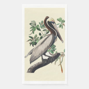 Servilleta De Papel Arte de ave costera pelícano pardo vintage de Audu