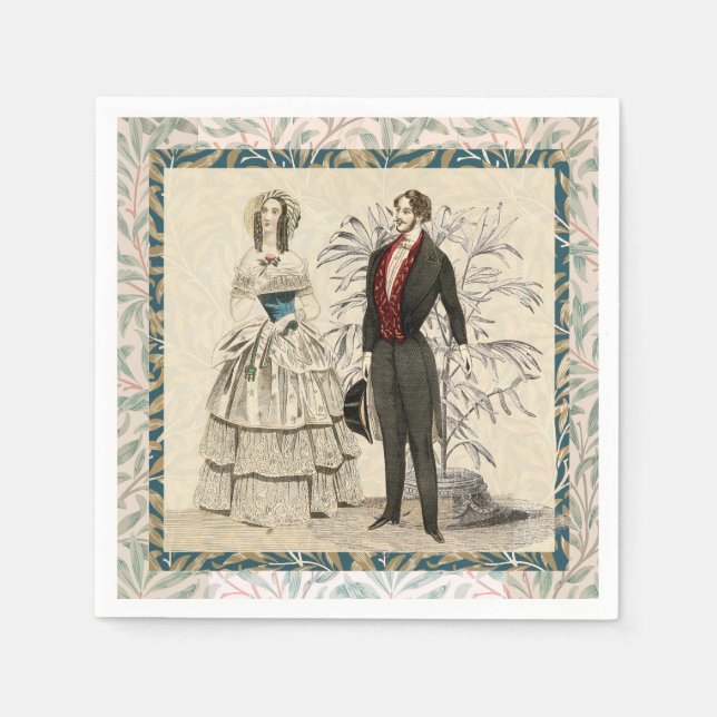 Servilleta De Papel Arte de boda victoriana vintage de 1844 (Anverso)
