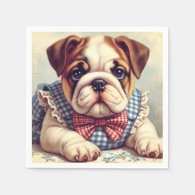 Servilleta De Papel Arte de Bulldog inglés de época (Anverso)