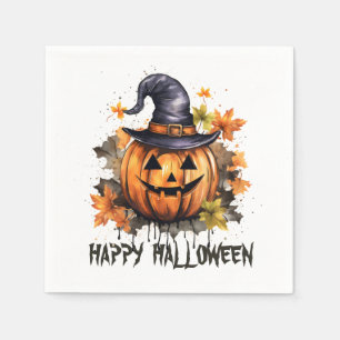 Servilleta De Papel Arte de calabaza sonriente malvada de Halloween fe