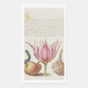 Servilleta De Papel Arte de Caligrafía del Renacimiento Tulipán Rosa y