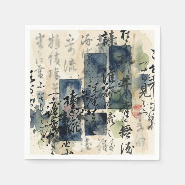 Servilleta De Papel Arte de Caligrafía Japonesa Vintage (4) (Anverso)