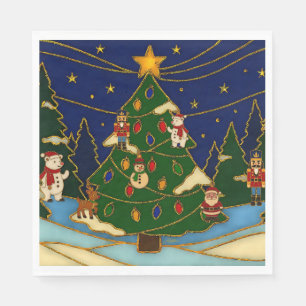 Servilleta De Papel Arte de cloisonne Bosque Caprichoso Navidad Clásic
