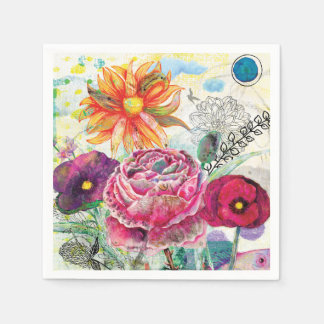 Servilleta De Papel Arte de collage de medios mixtos caprichoso