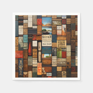 Servilleta De Papel Arte de collage de tipografía de libro y señal rús