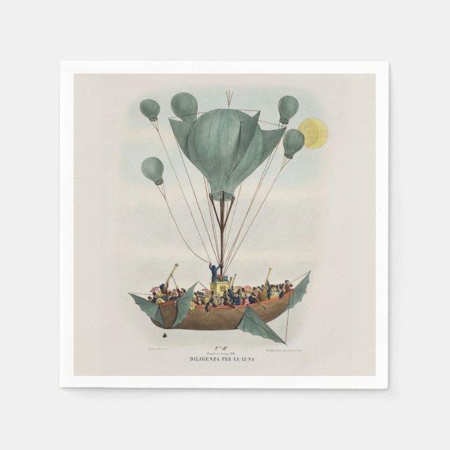 Servilleta De Papel Arte de Dirigible Globo Aerostático Antiguo (Anverso)