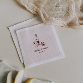 Servilleta De Papel Arte de Doodle Retro caprichoso | Boda Napkins