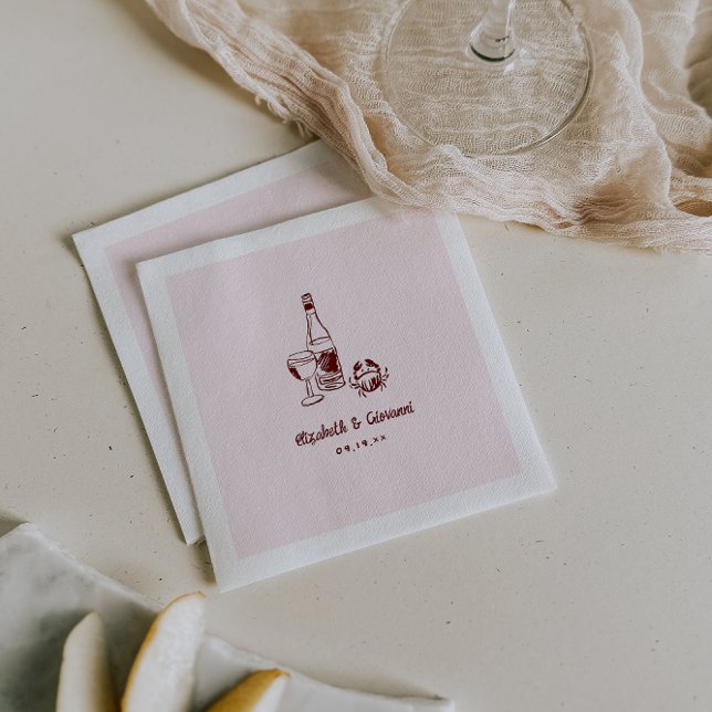 Servilleta De Papel Arte de Doodle Retro caprichoso | Boda Napkins (Subido por el creador)