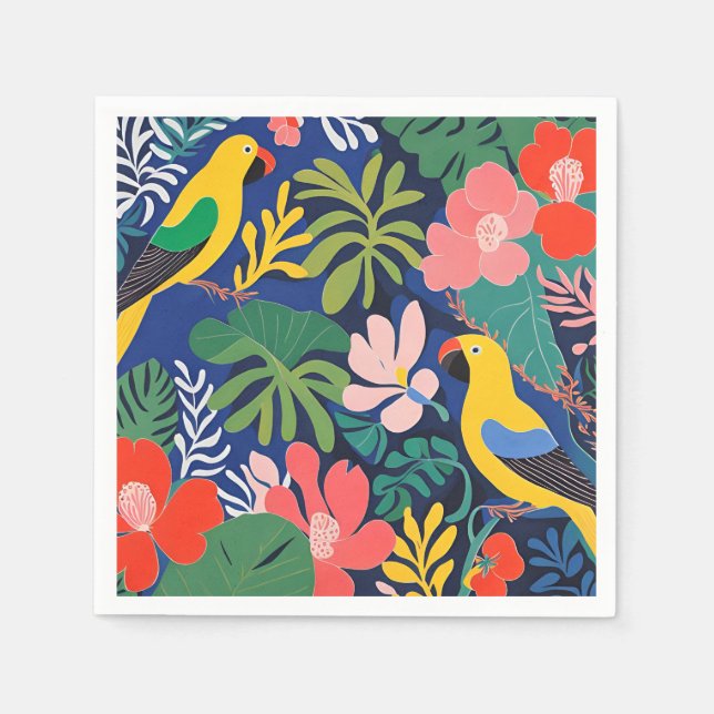 Servilleta De Papel Arte de expresionismo moderno en los jardines trop (Anverso)