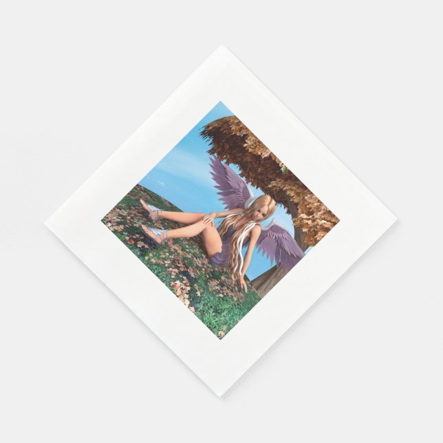 Servilleta De Papel Arte de fantasía otoñal ángel de bosque (Esquina)