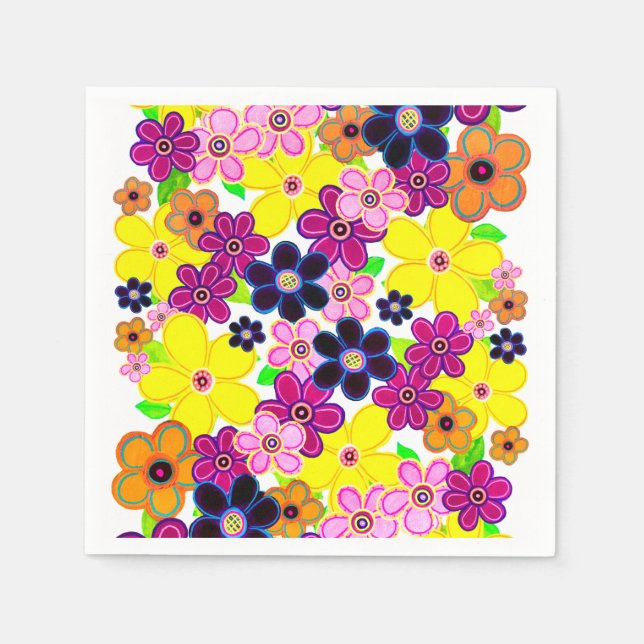 Servilleta De Papel Arte de flores luminosas abstractas (Anverso)