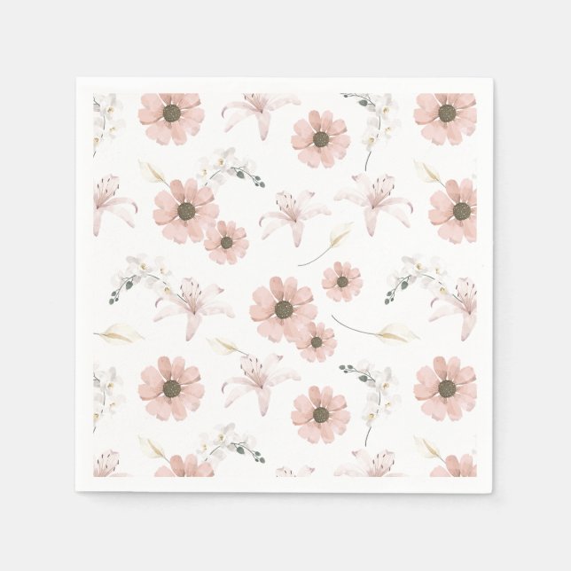Servilleta De Papel Arte de flores rosadas al agua (Anverso)