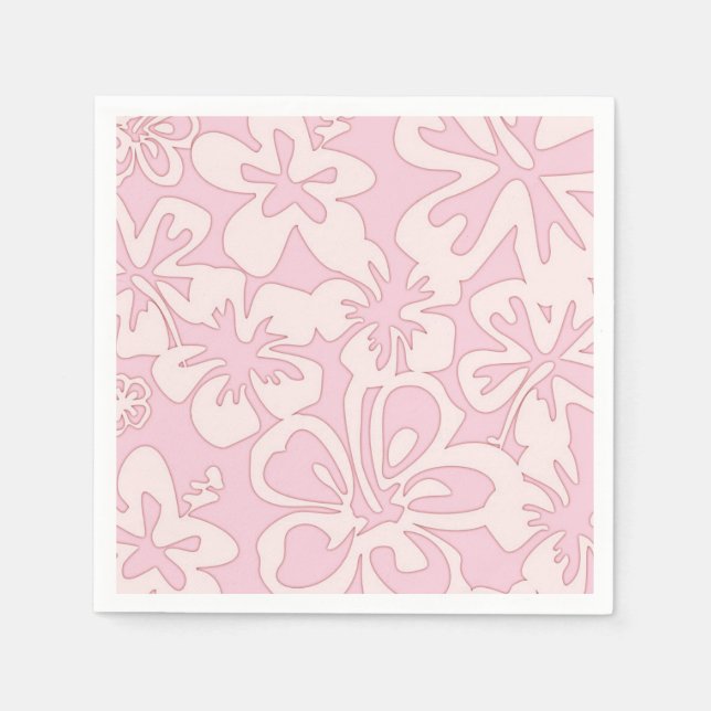 Servilleta De Papel Arte de flores rosadas pastel (Anverso)
